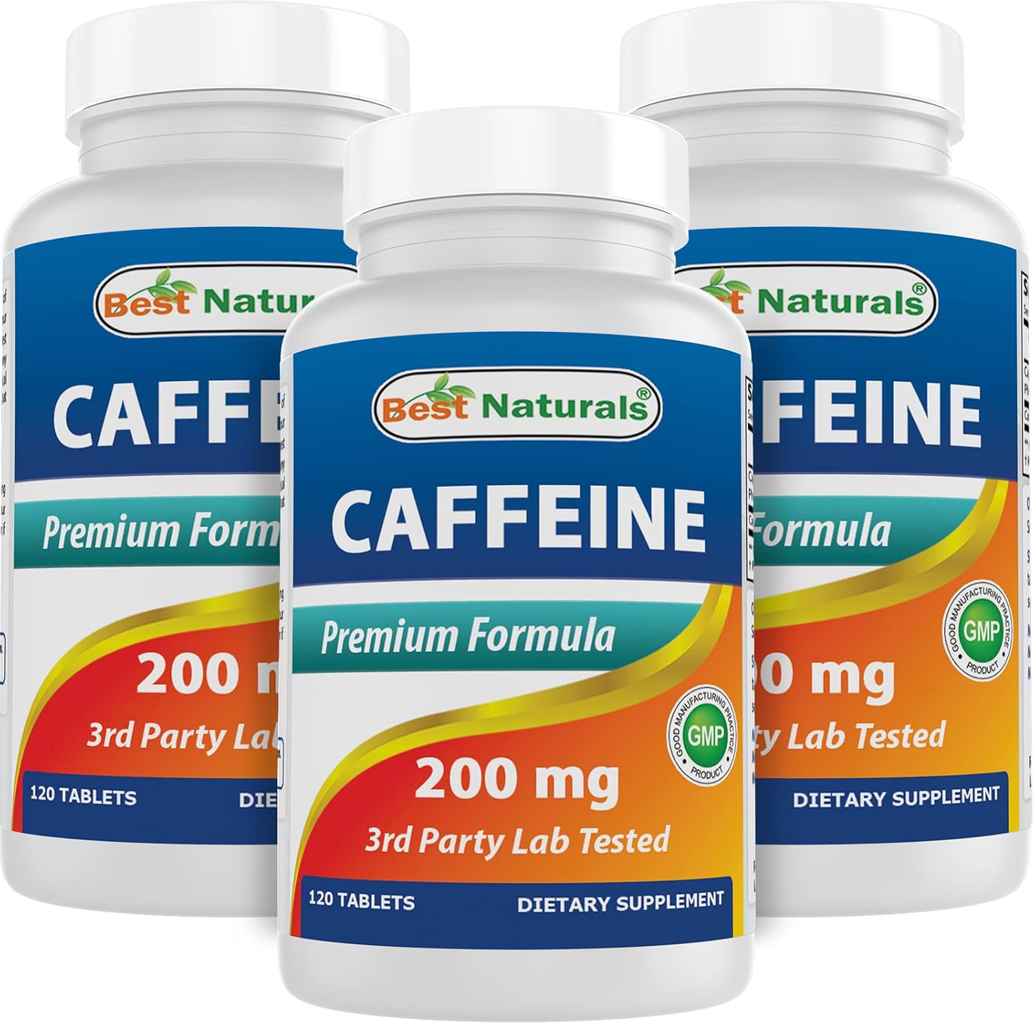 3 Pack Best Naturals Caffeine Pills 200mg Tablets - Non Habit-Forming - No Crash or Jitters - 360 Tablets Total