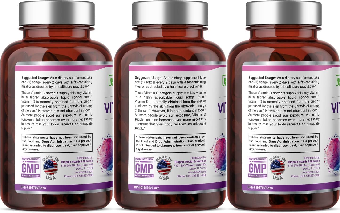 3 Pack Biophix Vitamin D-3 10000 IU Softgels - High-Potency Immune Support for Strong Bones, Non-GMO, Soy-Free