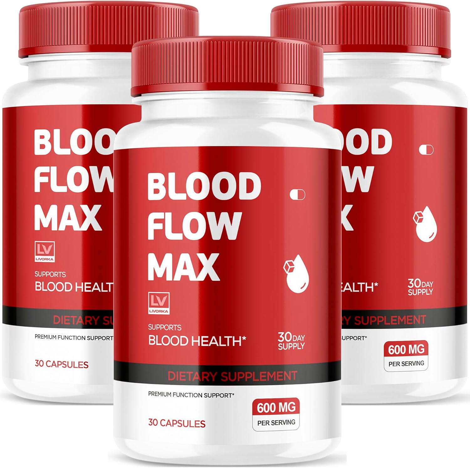 3 Pack Blood Flow Max Capsules for General Wellness - 90 Pills for 3 Months of Blood Support