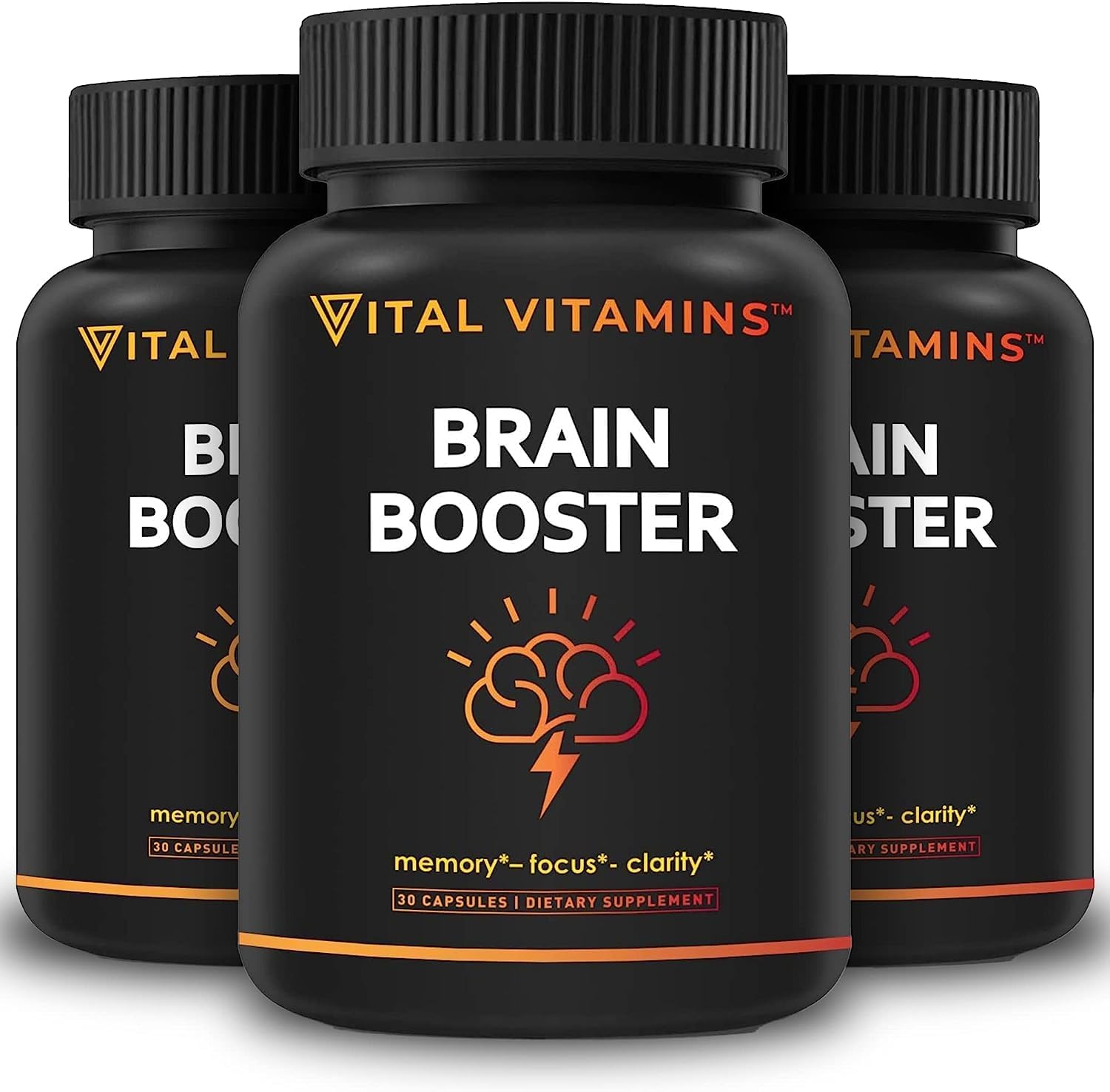3 Pack Brain Supplements for Memory, Focus, and Energy - Nootropic Brain Support with Vitamin B12, Gingko Biloba, and DMAE