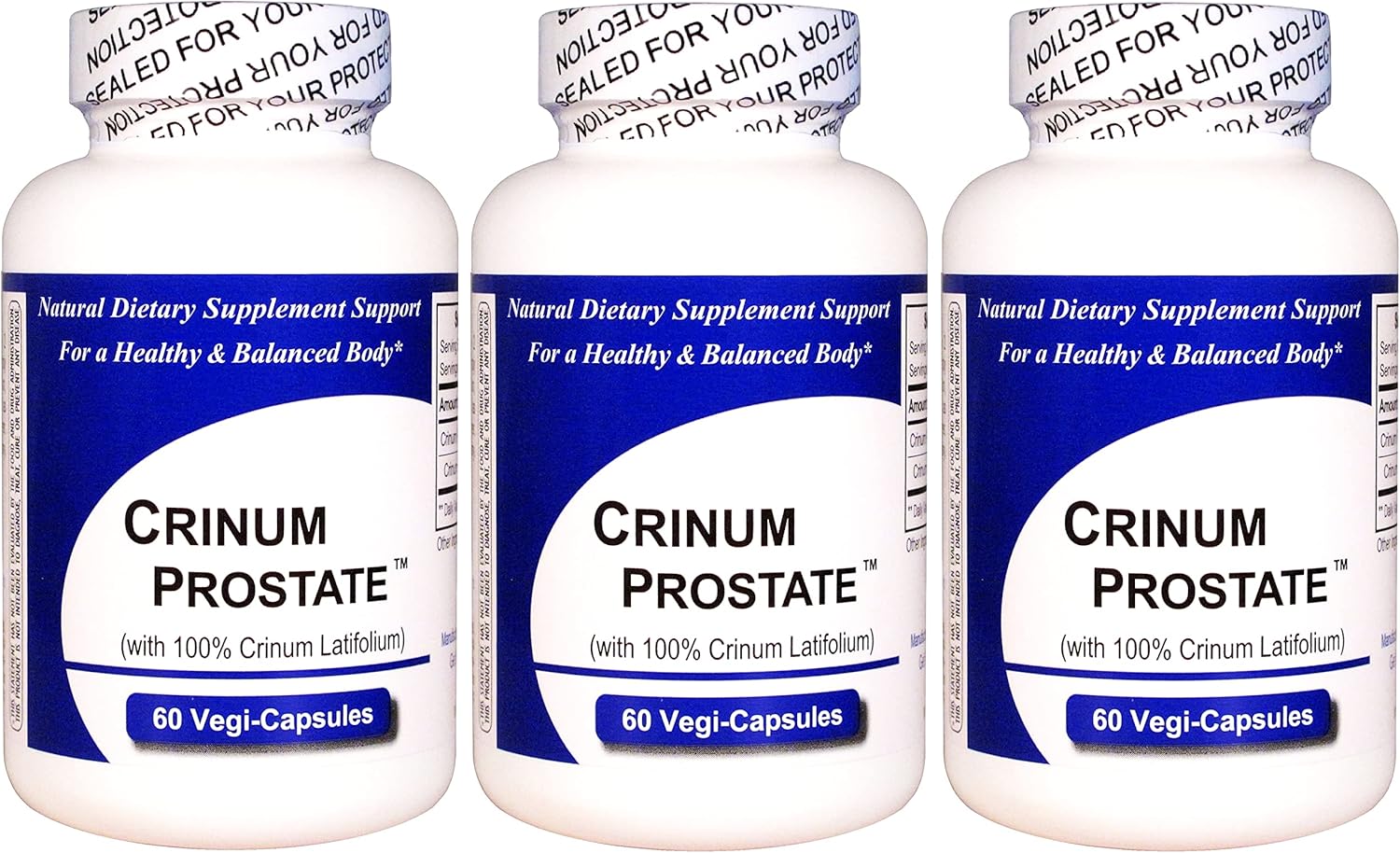 3-Pack Crinum Prostate Supplement (60 Vegi Capsules per Bottle) - Pure Vietnamese Crinum Latifolium, No Synthetic Fillers - by Get Well Natural, LLC