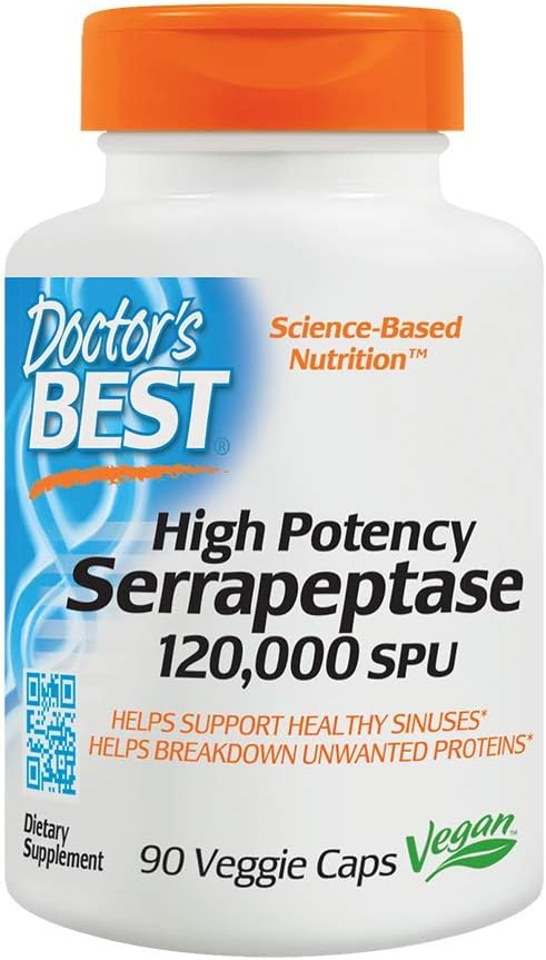 3 Pack Doctor's Best High Potency Serrapeptase 120,000 SPU 90 Veggie Capsules