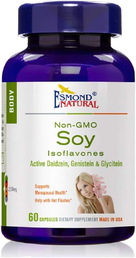 3 Pack Esmond Natural Soy Isoflavones Non-GMO Capsules for Menopausal Health & Hot Flashes - GMP Certified, Made in USA, 250mg, 180 Count