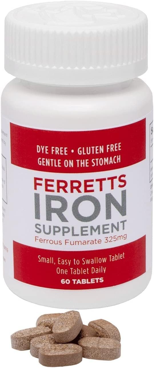 3-Pack Ferretts Tablets Iron Supplement (325 mg Ferrous Fumarate) - Boost Iron Levels and Energy