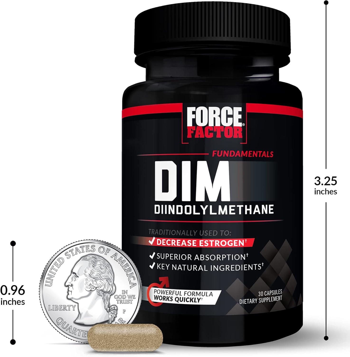 3-Pack Force Factor DIM Pills - Decrease Estrogen in Men, 300mg Diindolylmethane Supplement with Natural Ingredients, Fast-Acting Formula, 90 Capsules