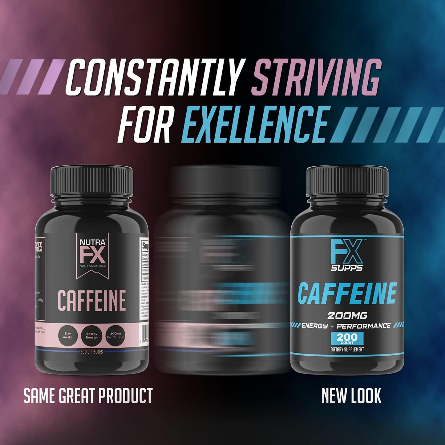 3-Pack FXSUPPS Caffeine 200mg Pills - Fast Acting Energy Supplement for Men and Women - Enhances Focus, Memory, & Metabolism Boost