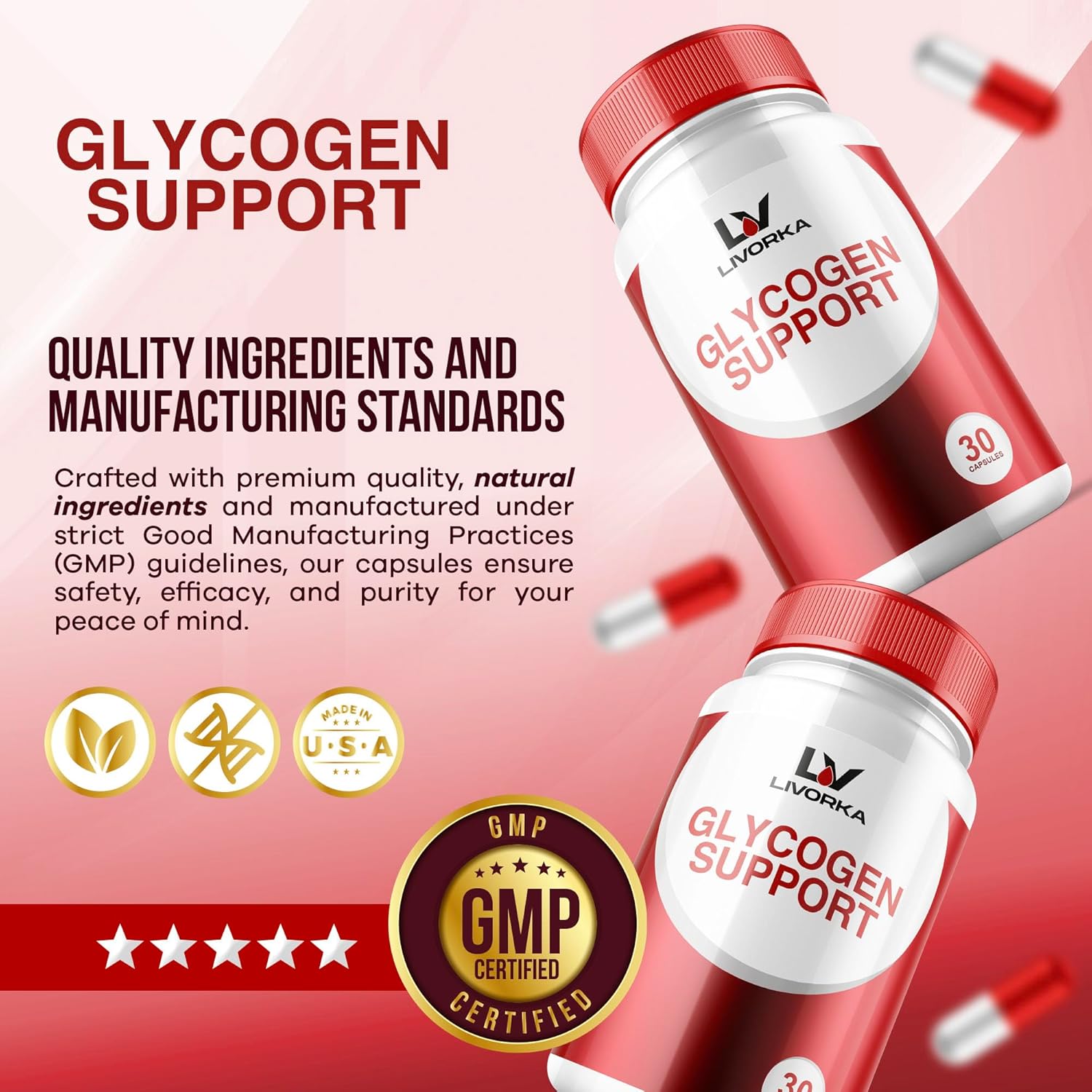 3 Pack Glycogen Support Capsules - Advanced Formula for Glycogen Control, Powerful Ingredients - 90 Day Supply