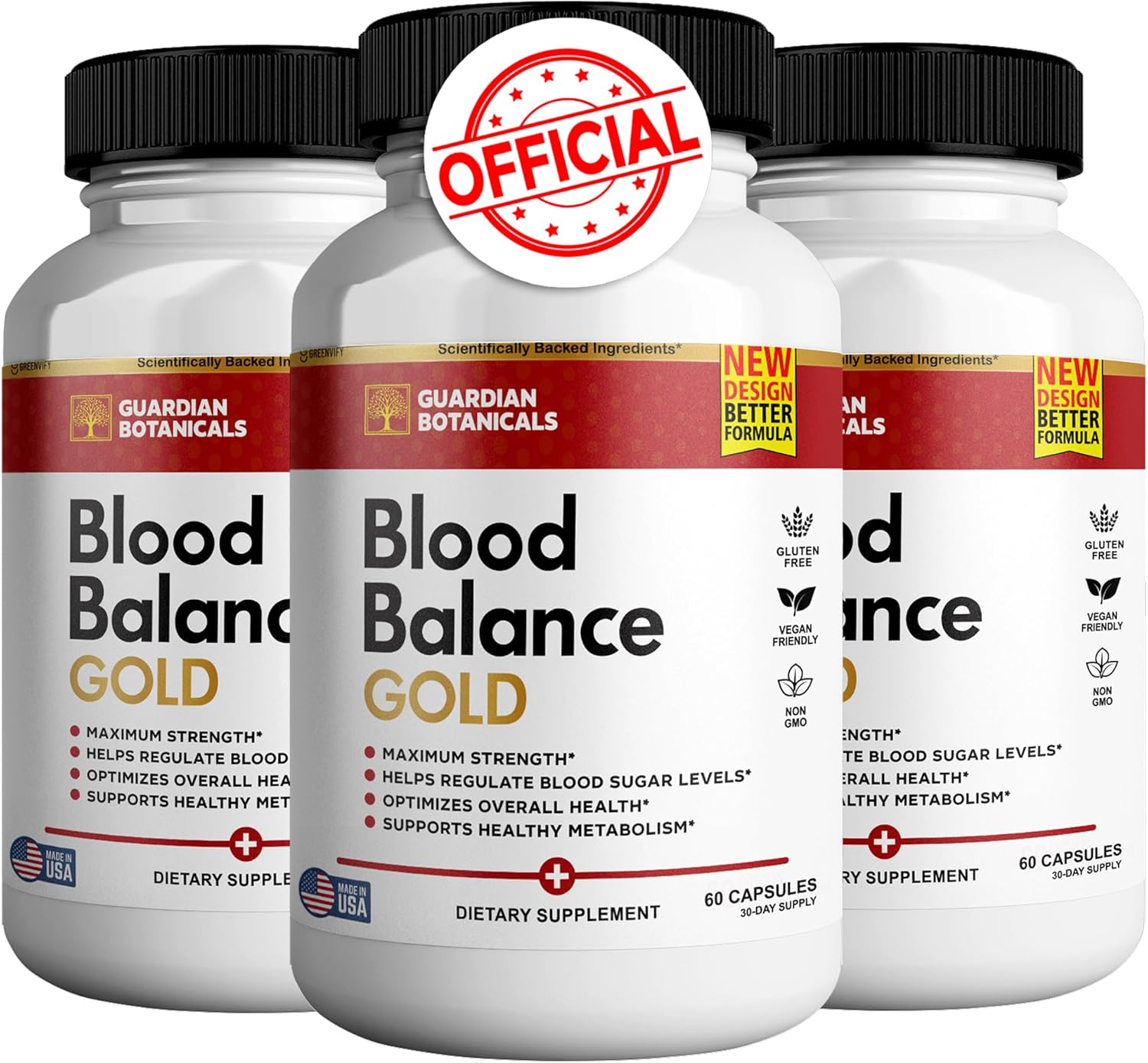 3 Pack Guardian Botanicals Blood Balance All Natural Formula - Maintain Healthy Levels with Maximum Strength Daily Formula - Blood Balance Reviews - 180 Capsules