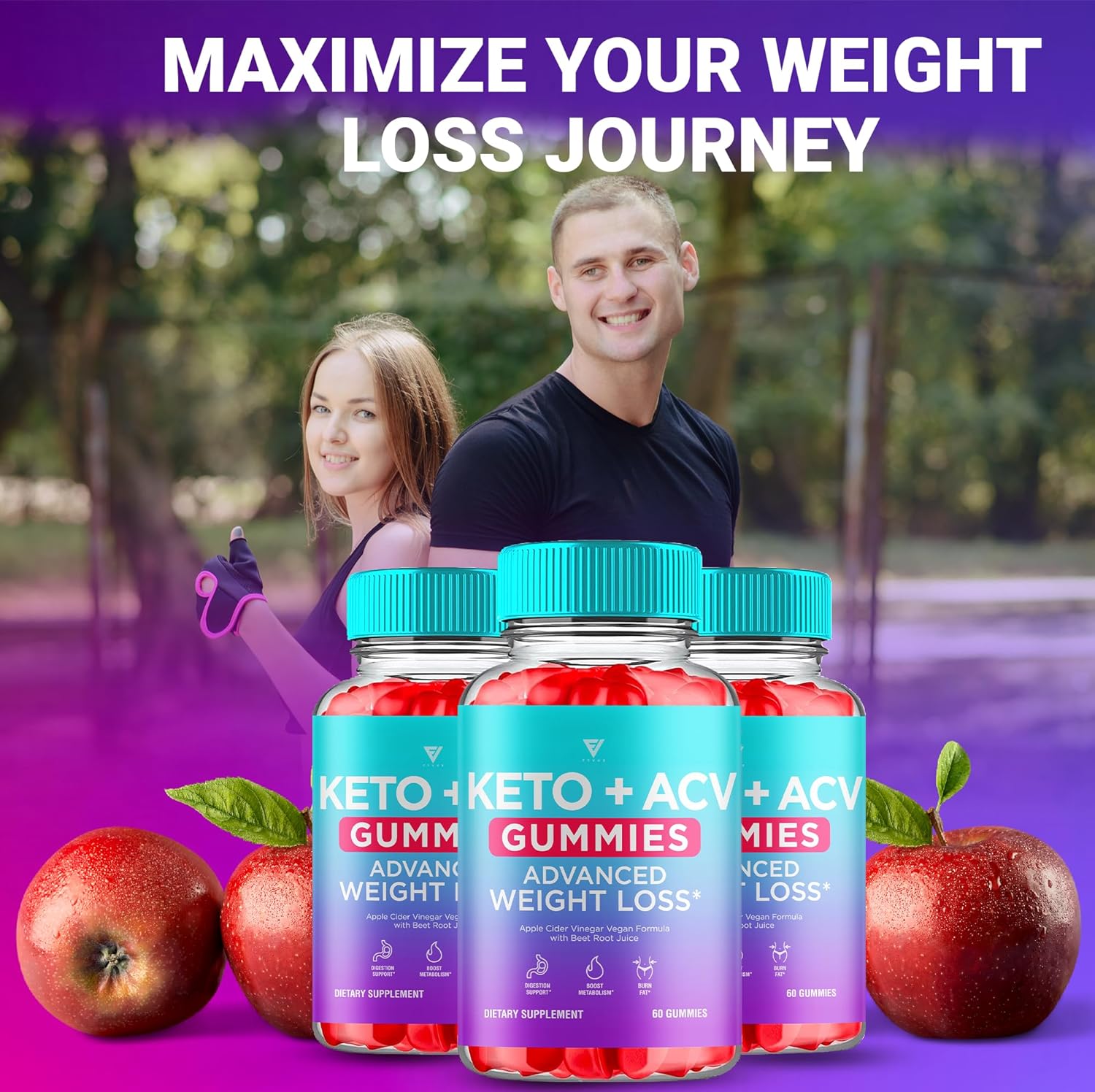 3 Pack Keto ACV Gummies for Advanced Slimming Formula - 1000MG Apple Cider Vinegar Gummy Supplement (180 Gummies)