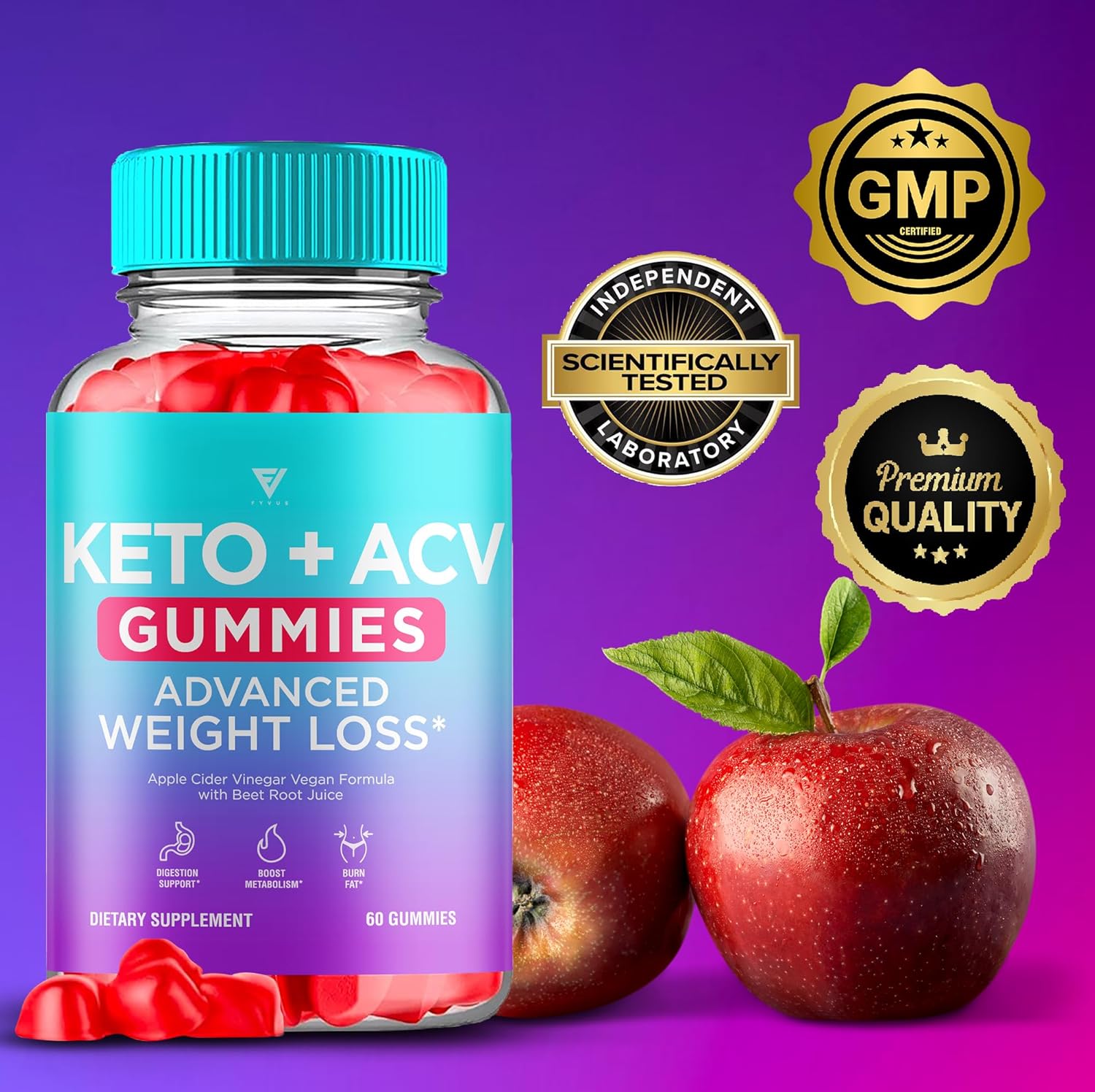 3 Pack Keto ACV Gummies for Advanced Slimming Formula - 1000MG Apple Cider Vinegar Gummy Supplement (180 Gummies)