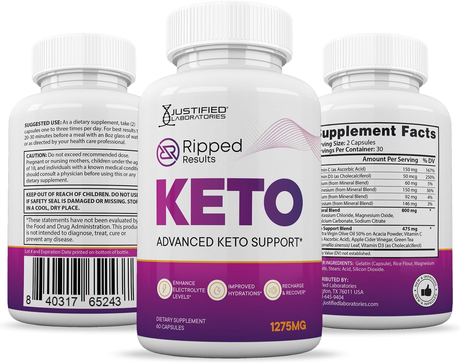 3 Pack Keto ACV Pills 1275MG with Green Tea & Olive Oil - Ripped Results Keto Support Blend - 180 Capsules