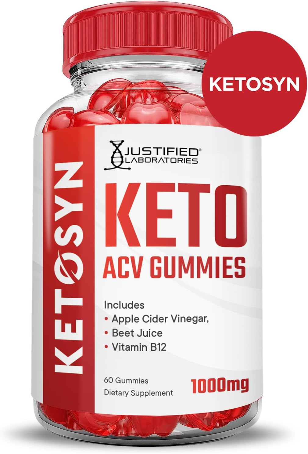 3 Pack Ketosyn Keto ACV Gummies with Pomegranate Beet Juice - 1000MG Advanced Formula - Vegan & Non GMO - 180 Gummies