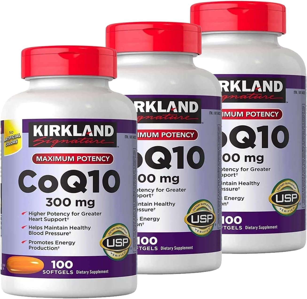 3 Pack Kirkland Signature CoQ10 300 mg Softgels - 100 Count