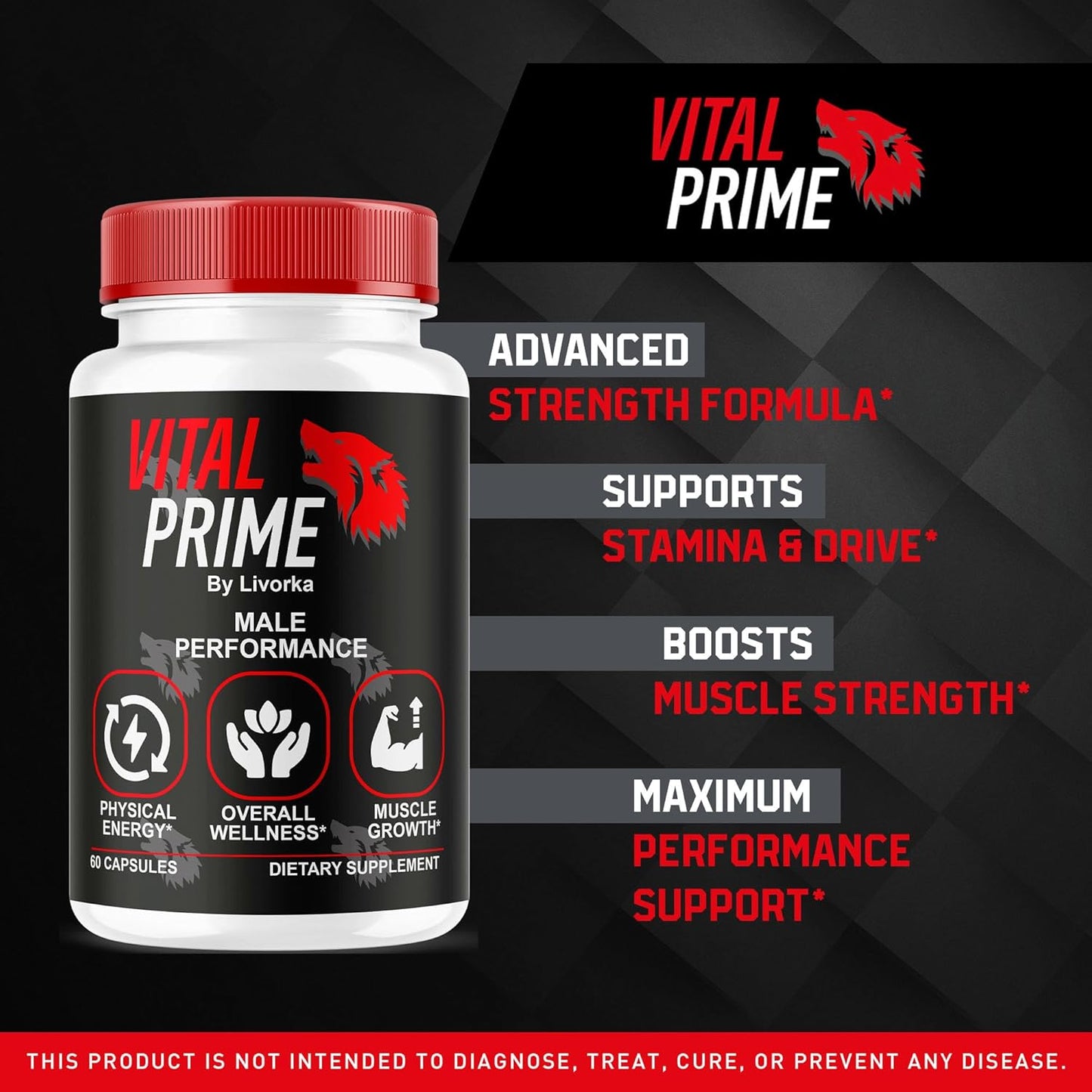 3 Pack LIVORKA Vital Prime for Men Capsules - Advanced Formula Supplement Support for 3 Months