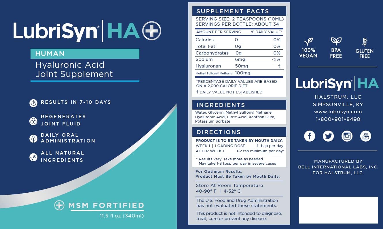 3-Pack Lubrisyn HA with MSM - Vegan Joint Relief Supplement - Made in USA - 90 Day Supply - Liquid Hyaluronic Acid Formula
