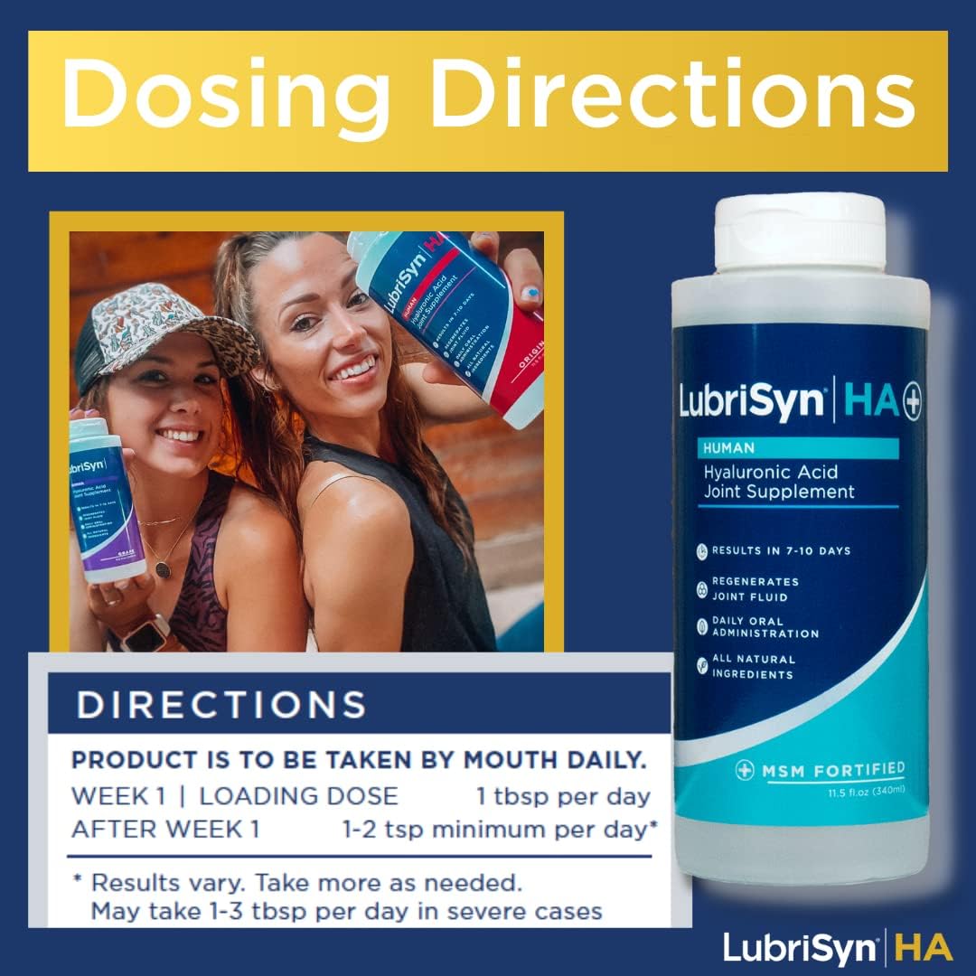 3-Pack Lubrisyn HA with MSM - Vegan Joint Relief Supplement - Made in USA - 90 Day Supply - Liquid Hyaluronic Acid Formula