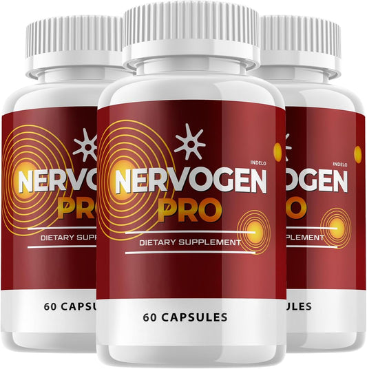3-Pack Nervogen Pro Capsules for Neuropathy - Advanced Formula Dietary Supplement with Vitamin C and Zinc - 180 Capsules