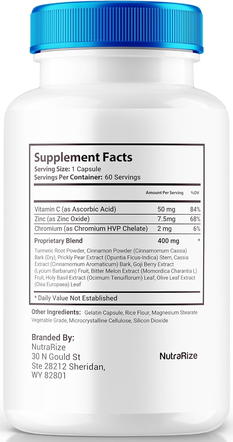 3 Pack NutraRize GlucoBoost Capsules - Official GLP-1 Booster for Stable Healthy Blood Sugar Levels - Natural Formula with Premium Blood Support Vitamins - 180 Capsules