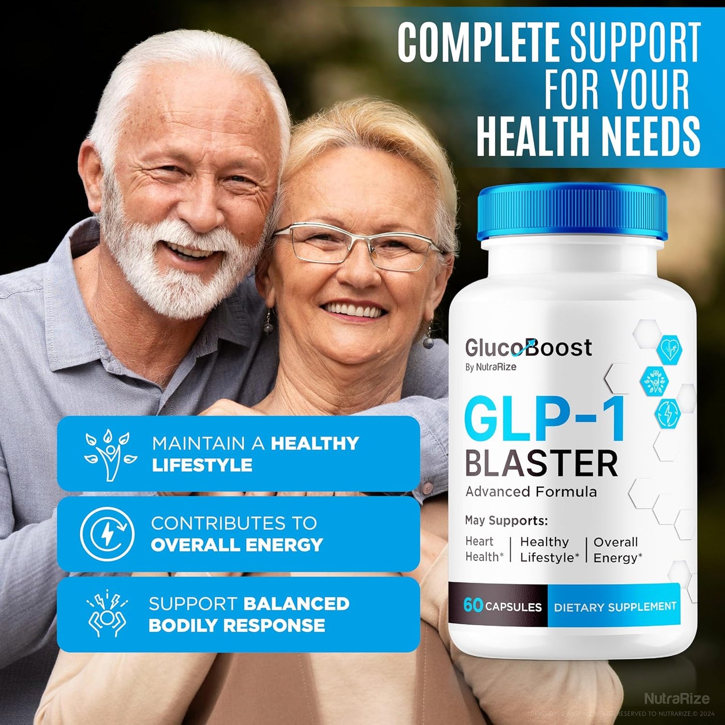 3 Pack NutraRize GlucoBoost Capsules - Official GLP-1 Booster for Stable Healthy Blood Sugar Levels - Natural Formula with Premium Blood Support Vitamins - 180 Capsules