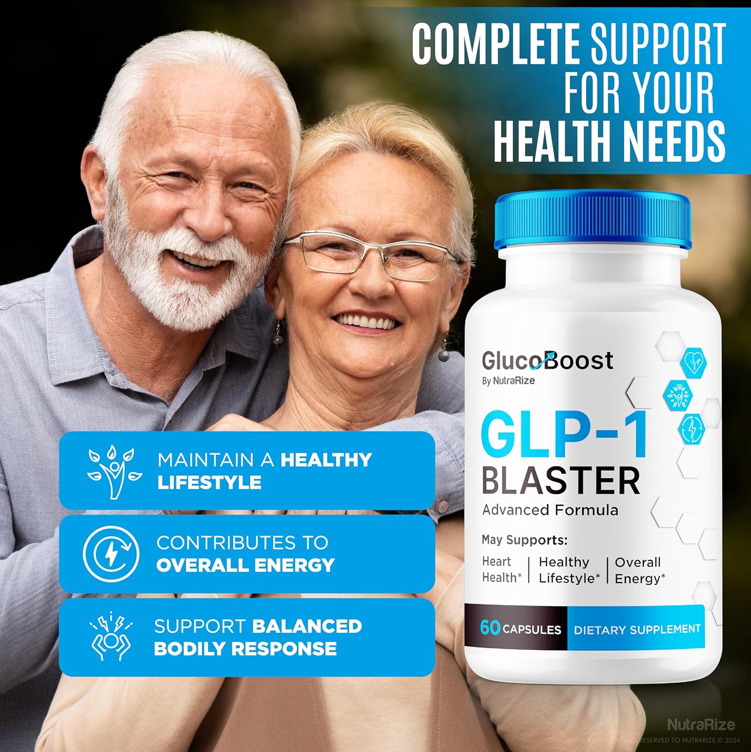 3 Pack NutraRize GlucoBoost Capsules - Official GLP-1 Booster for Stable Healthy Blood Sugar Levels - Natural Formula with Premium Blood Support Vitamins - 180 Capsules