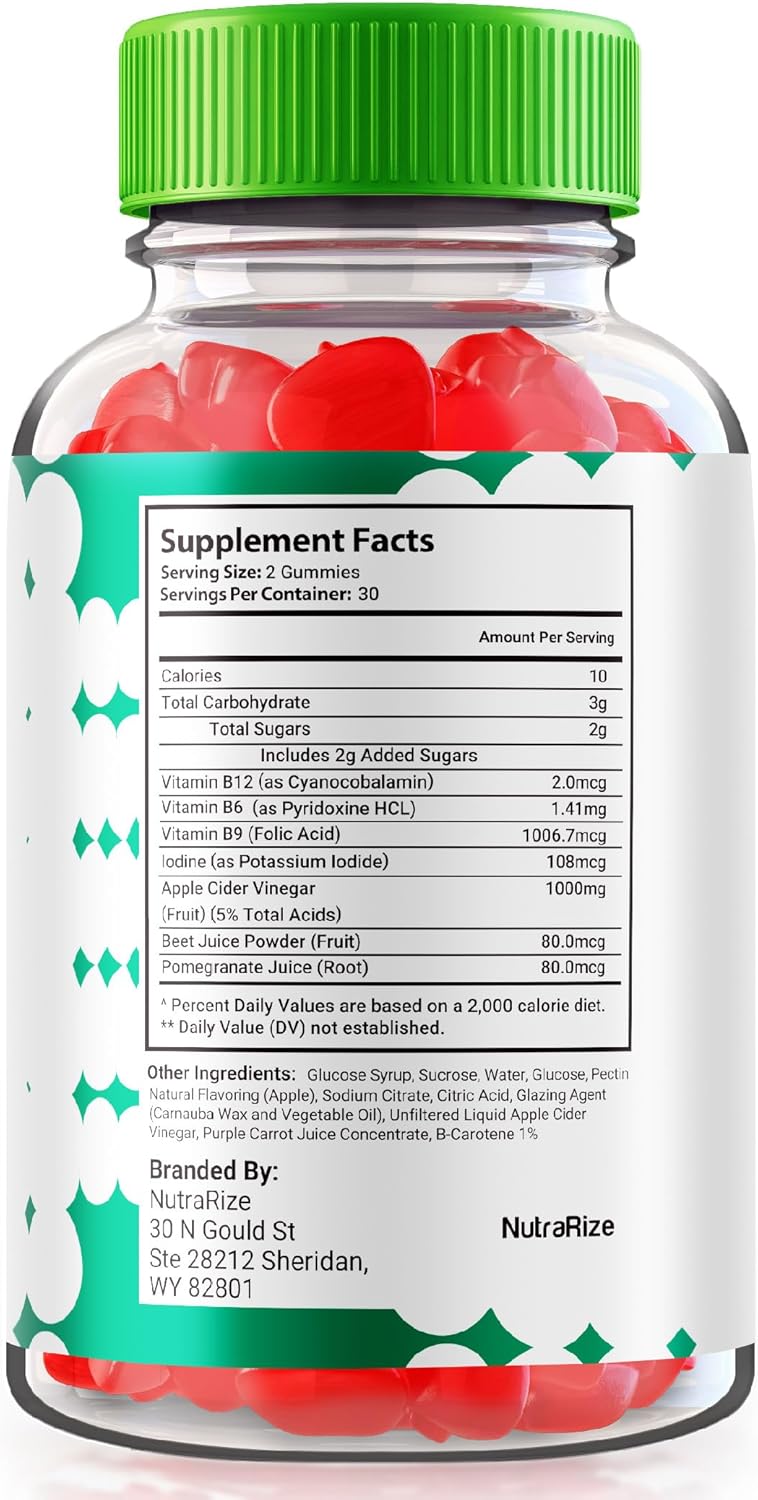 3 Pack NutraRize KetoLyte ACV Gummies: Advanced Formula with 1000MG Apple Cider Vinegar, Natural Keto Vitamins - Official Reviews (180 Gummies)