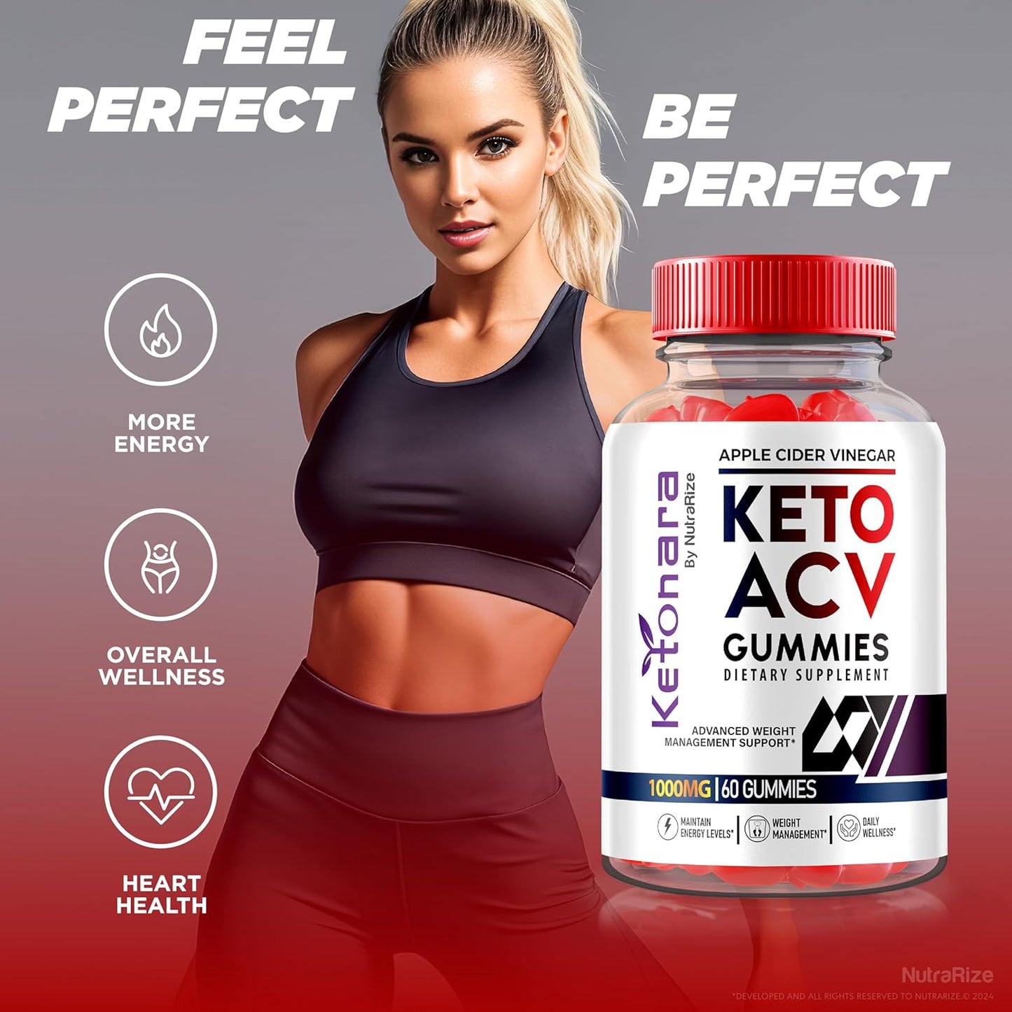 3 Pack NutraRize Ketonara Keto ACV Gummies for Slimming Formula - Advanced Keto Formula with Apple Cider Vinegar - 180 Gummies - Reviews included