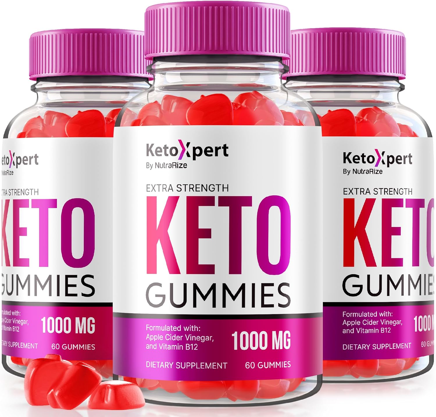 3-Pack NutraRize KetoXpert ACV Gummies - Advanced Formula with 1000MG Strength - Apple Cider Vinegar Supplement for Keto Diet - 180 Gummies