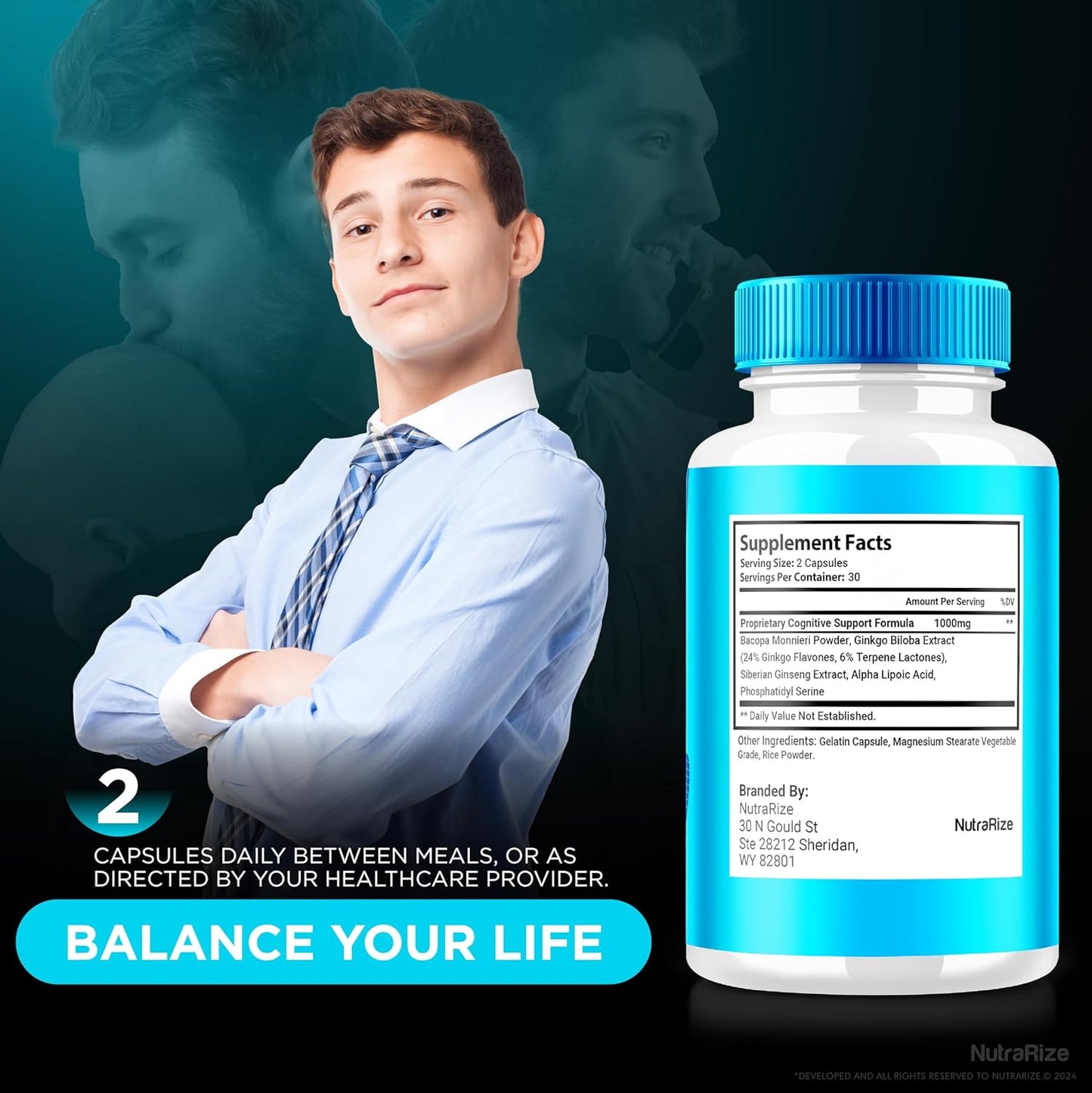 3-Pack NutraRize Memoria Capsules - Premium All Natural Supplement for Cognitive Health & Wellness - Boost Memory and Focus - Capsulas Reviews (180 Capsules)