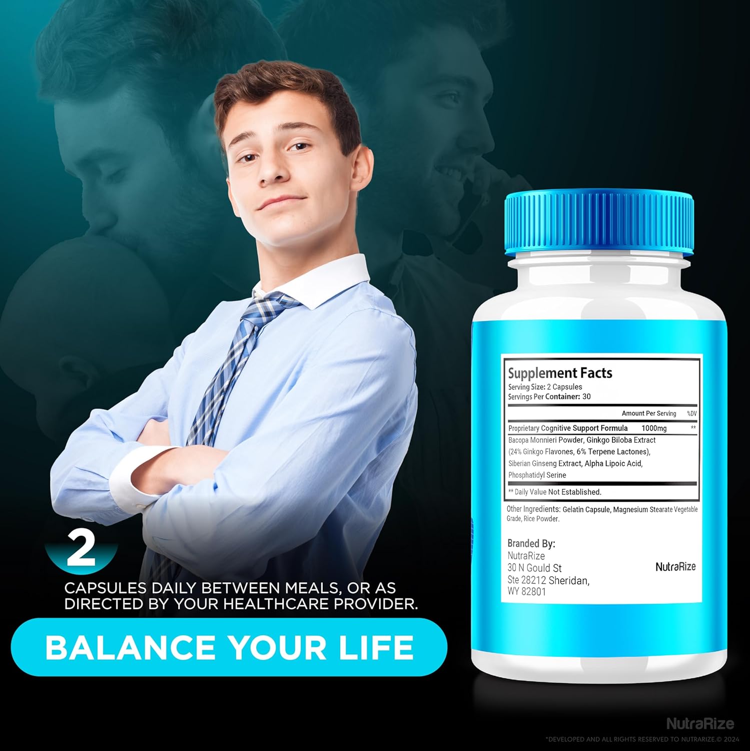 3-Pack NutraRize Memoria Capsules - Premium All Natural Supplement for Cognitive Health & Wellness - Boost Memory and Focus - Capsulas Reviews (180 Capsules)