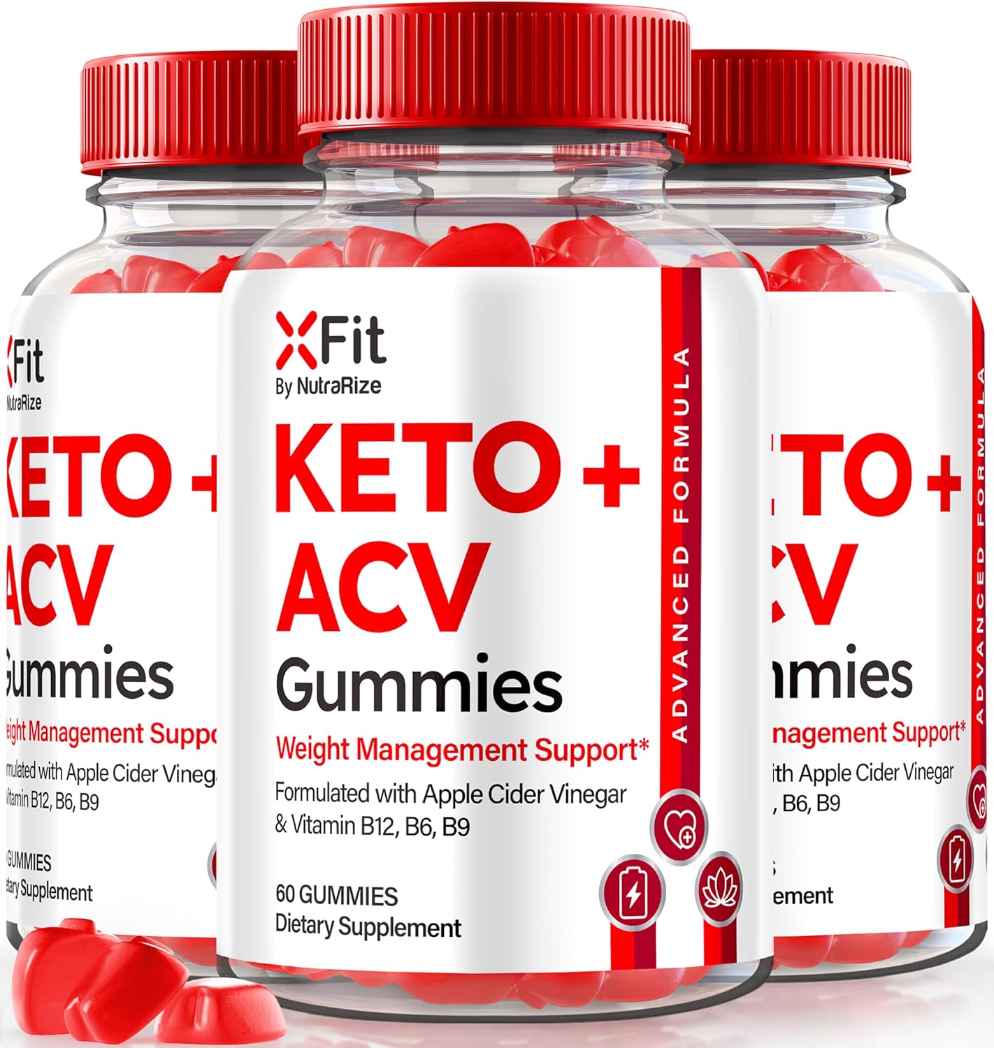 3 Pack NutraRize Xfit Keto ACV Gummies - Official Slimming Formula Formula with 1000MG All Natural Apple Cider Vinegar - Xfit ACV Keto Gomitas for Health and Fitness - 180 Gummies