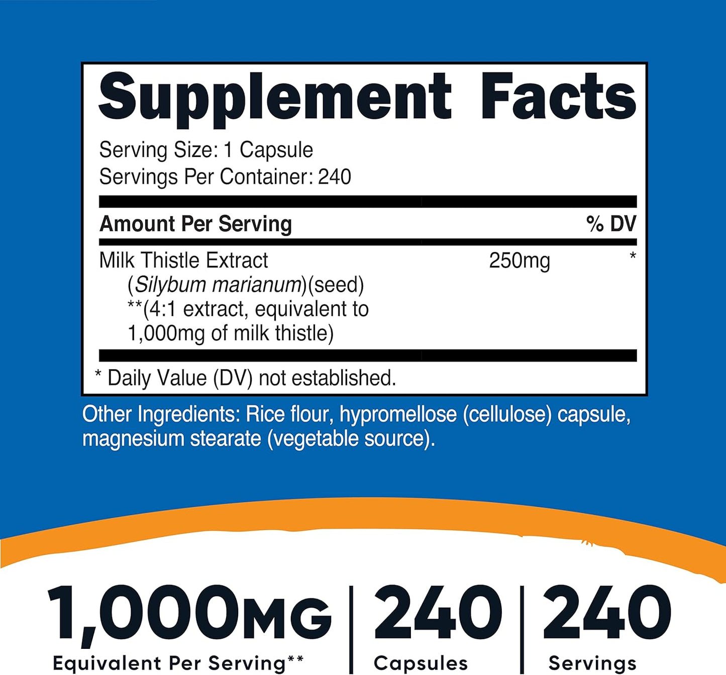 3 Pack Nutricost Milk Thistle 1,000mg Equivalent Capsules - 240 Count, 4:1 Extract - Vegan, Non-GMO, Gluten-Free