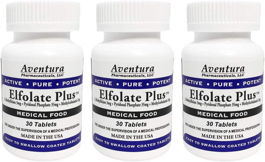 3 Pack of ELFOLATE Plus® 3mg L-Methylfolate Tablets - Professional Strength Methyl Folate Supplement