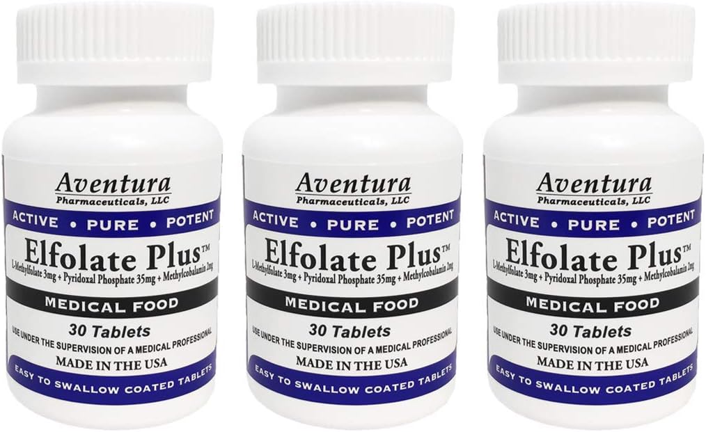 3 Pack of ELFOLATE Plus® 3mg L-Methylfolate Tablets - Professional Strength Methyl Folate Supplement