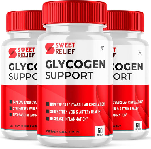 3 Pack of Fyvus Sweet Relief Glycogen Support Supplement Capsules - Joint and Blood Vessel Cleaner with Glyco Optimizer for Cleanse and Restore - 180 Capsules