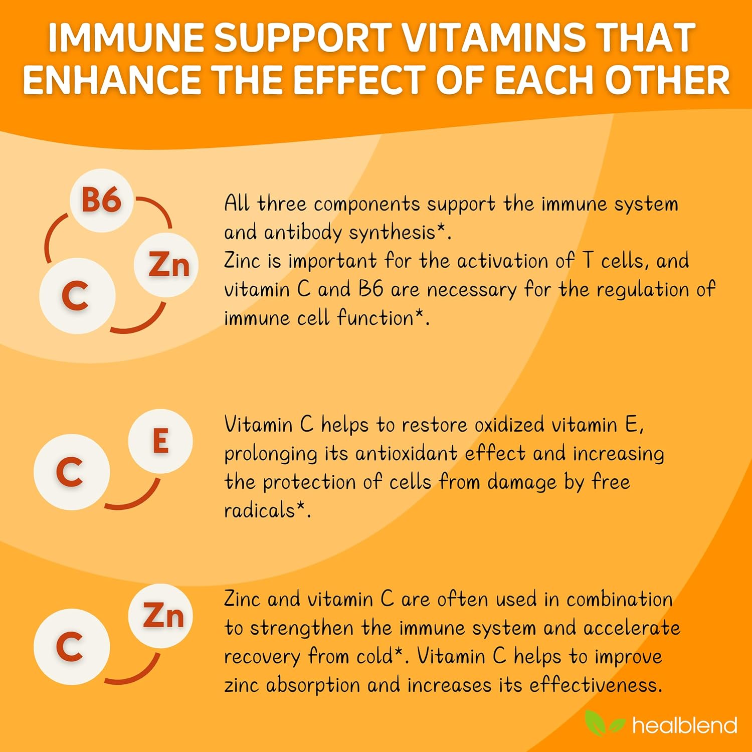 3 Pack of Healblend Immune Support Supplement with Elderberry, Zinc, Echinacea, Turmeric, and Probiotics for Adults