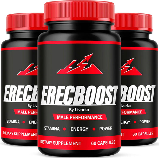 3 Pack of LIVORKA Erecboost Capsules - Natural Advanced Formula with 180 Capsules