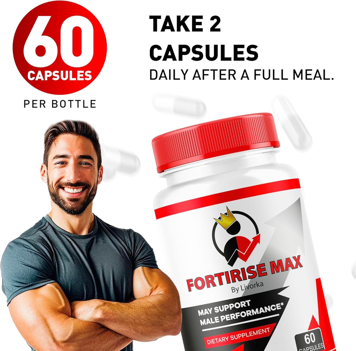 3 Pack of LIVORKA Fortirise Max Pills for Men - 180 Capsules, 3 Month Supply