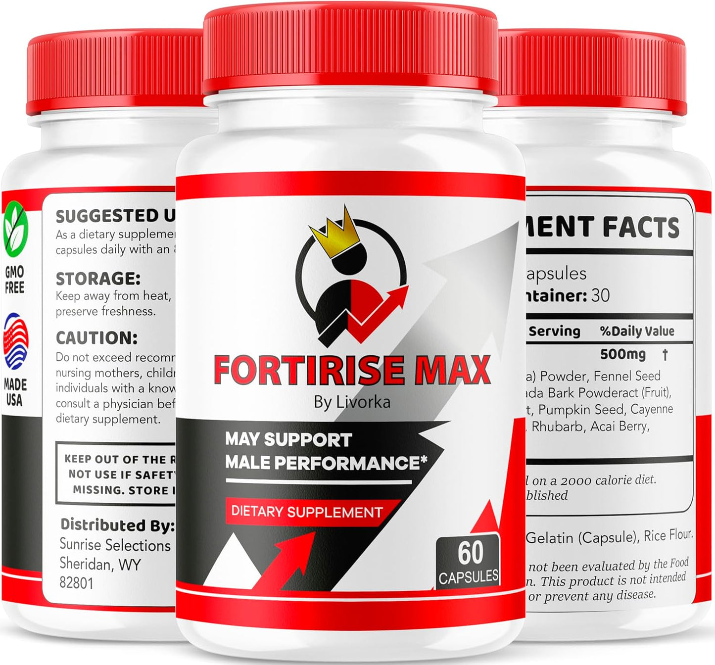 3 Pack of LIVORKA Fortirise Max Pills for Men - 180 Capsules, 3 Month Supply