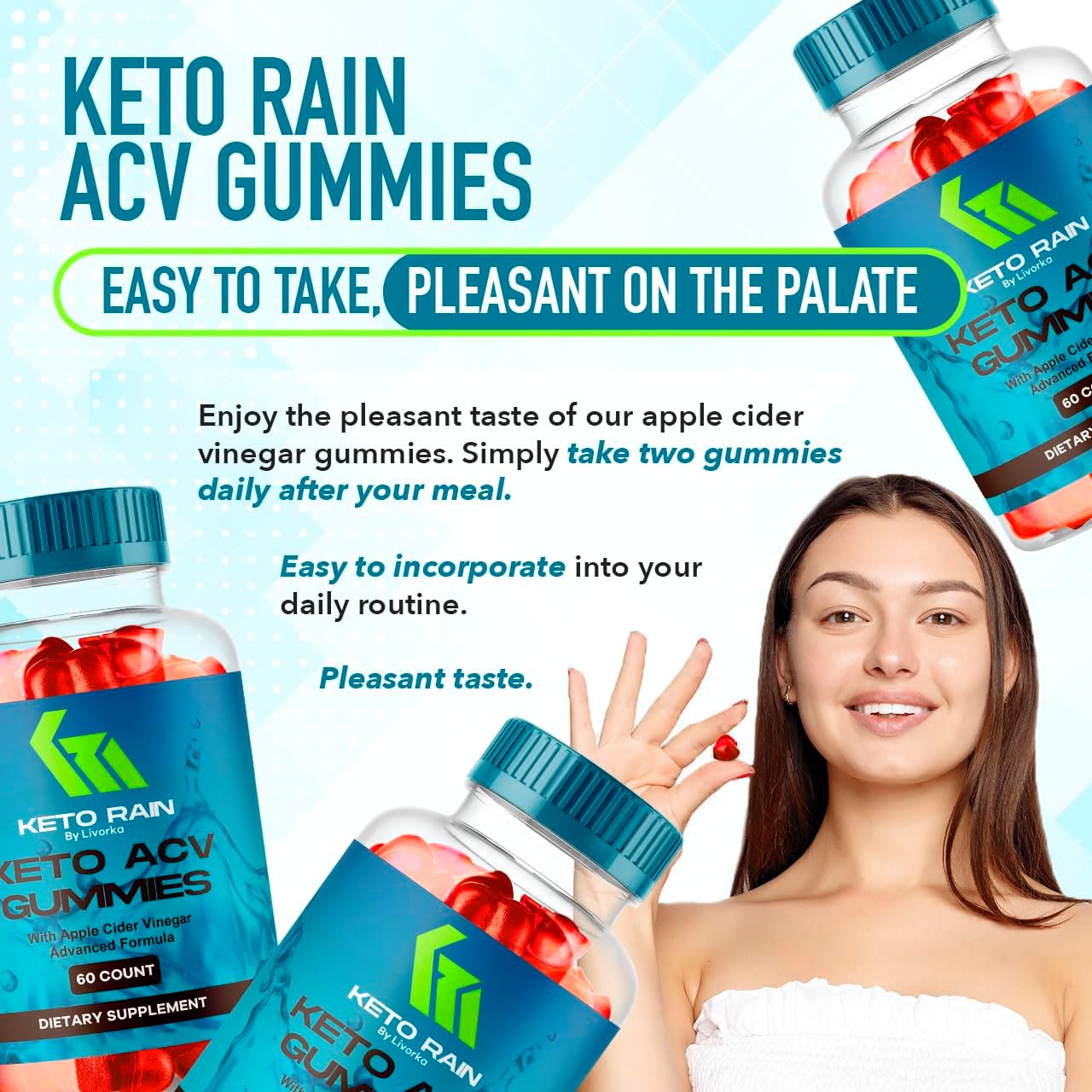 3-Pack of LIVORKA Keto Rain ACV Gummies for Weight Loss - 180 Gummies for 3 Months