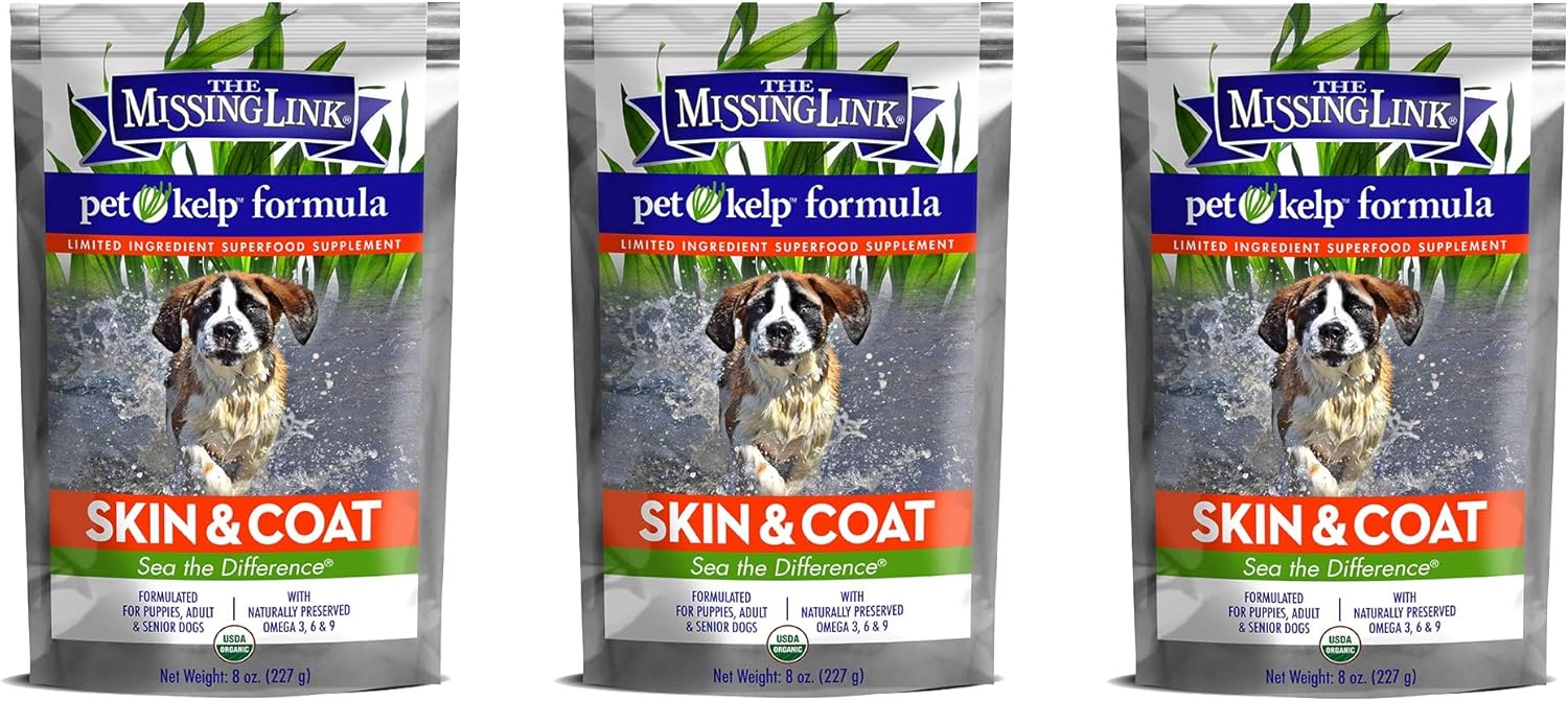 3 Pack Pet Kelp Formula, 8 oz Each - Superfood Supplement for Dogs' Skin and Coat