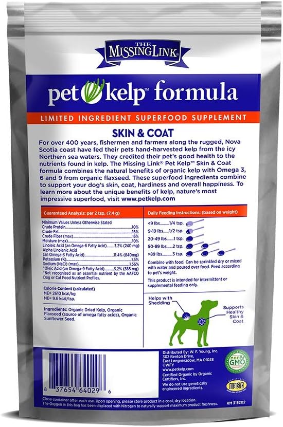 3 Pack Pet Kelp Formula, 8 oz Each - Superfood Supplement for Dogs' Skin and Coat