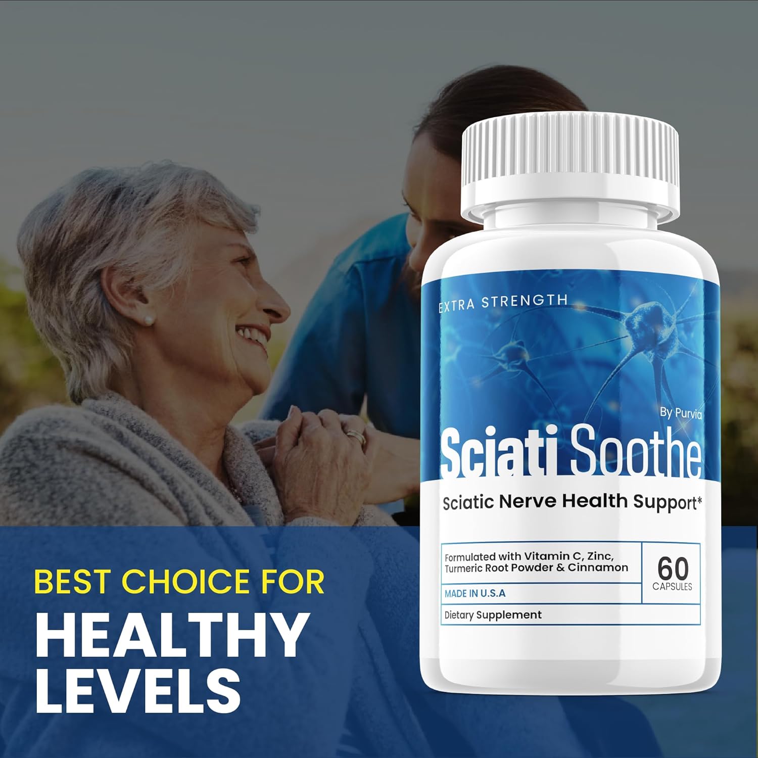 3-Pack Purvia Sciatisoothe Capsules for Sciatica Nerve Health - Advanced Wellness Support Formula (180 Capsules)