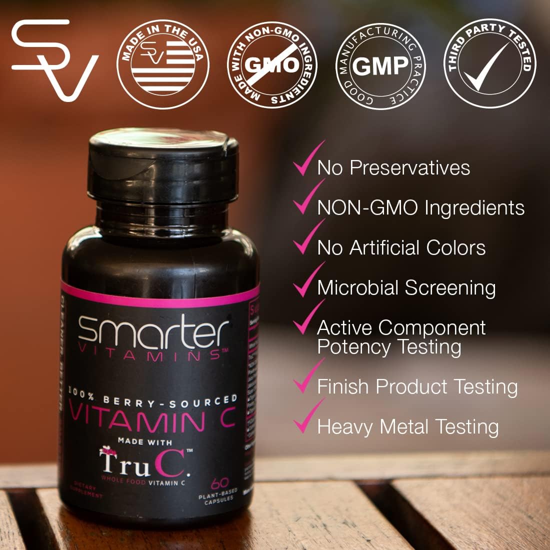 3-Pack Raw Whole Food Vitamin C Immune Support Capsules with Berries & Antioxidants