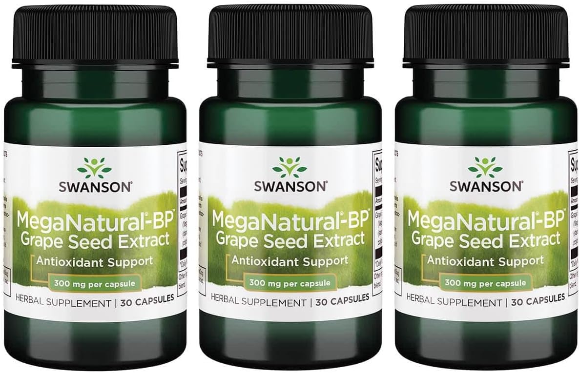 3 Pack Swanson Meganatural-Bp Grape Seed Extract Capsules - 300mg