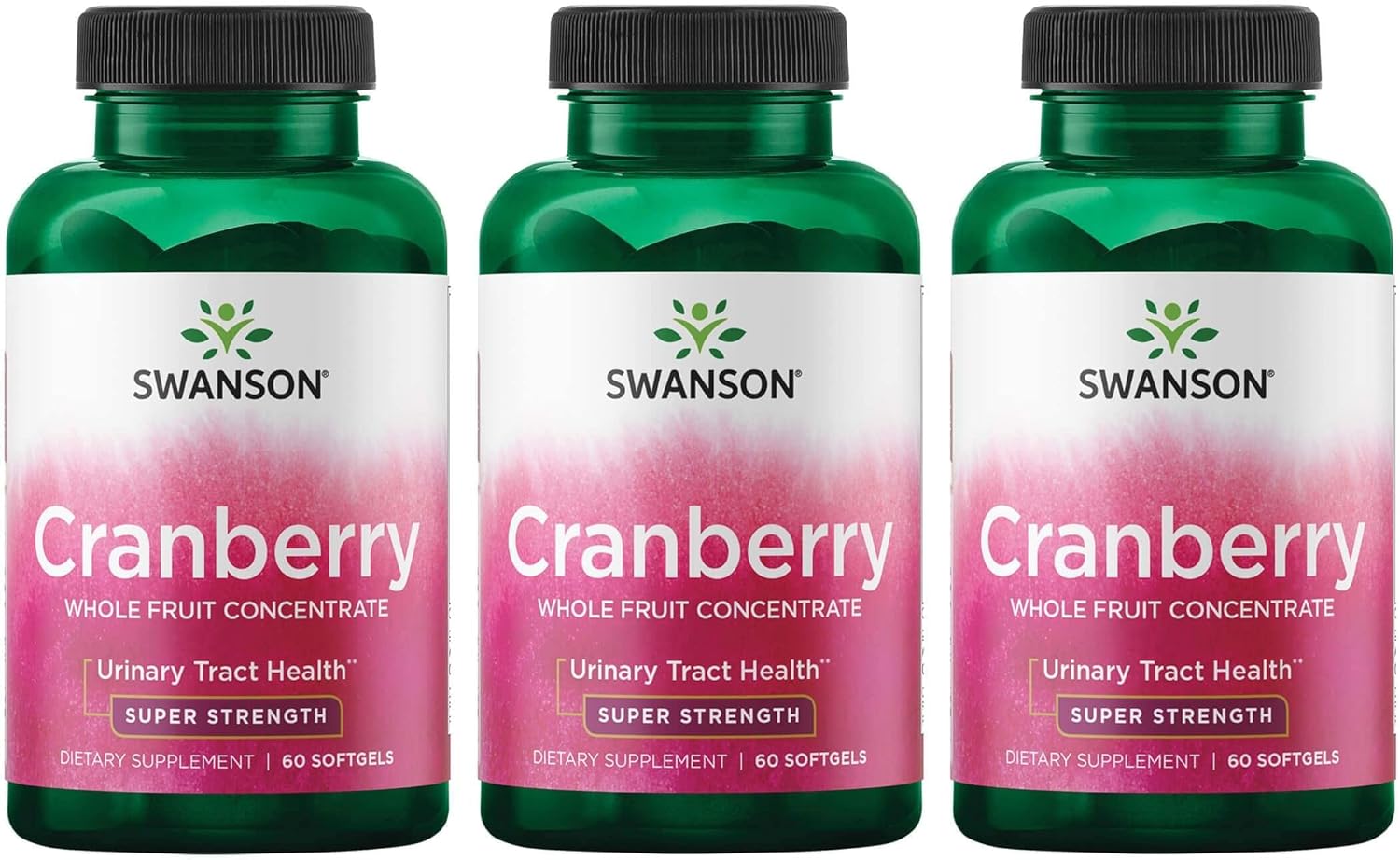 3 Pack Swanson Super Strength Cranberry Whole Fruit Concentrate 420mg 60 Softgels - Antioxidant Support Supplement