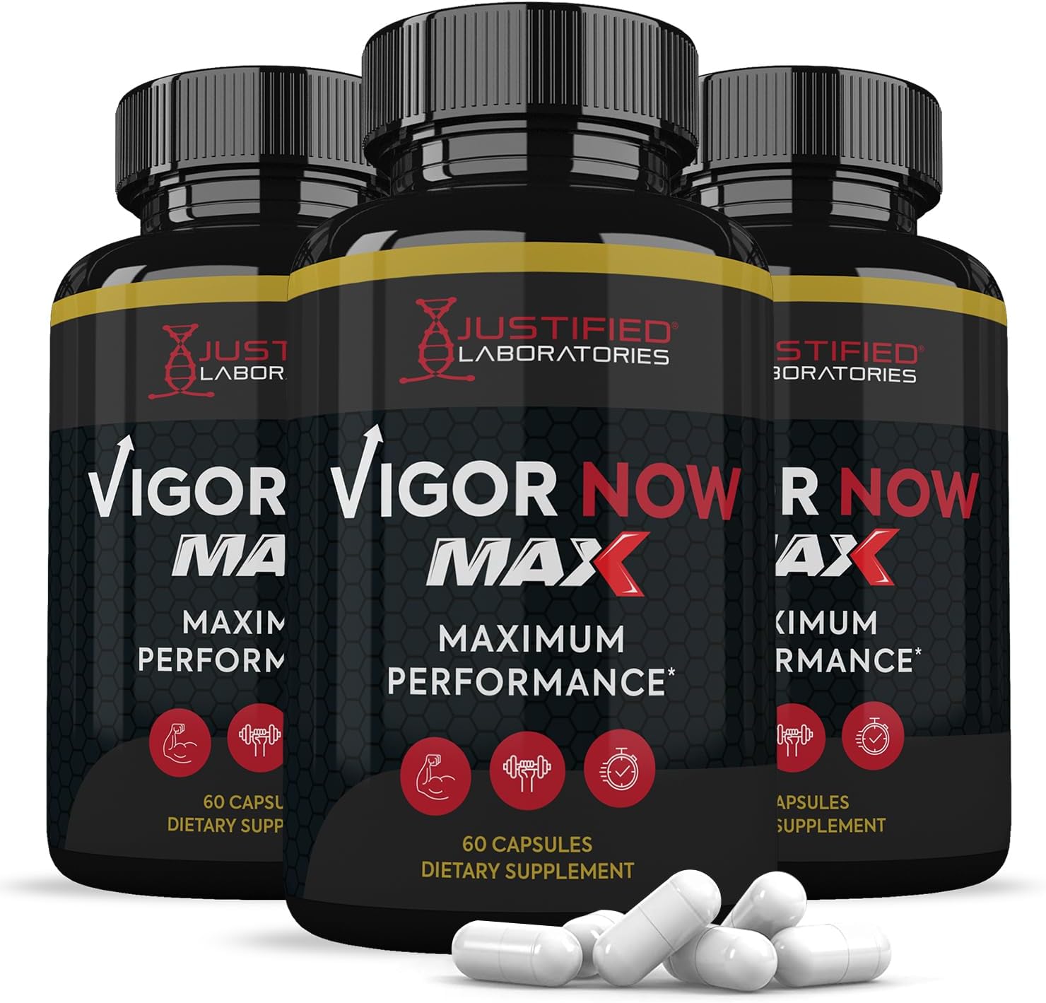 3-Pack Vigor Now Max 1600MG Advanced Men's Health Formula by Justified Laboratories - 180 Capsules