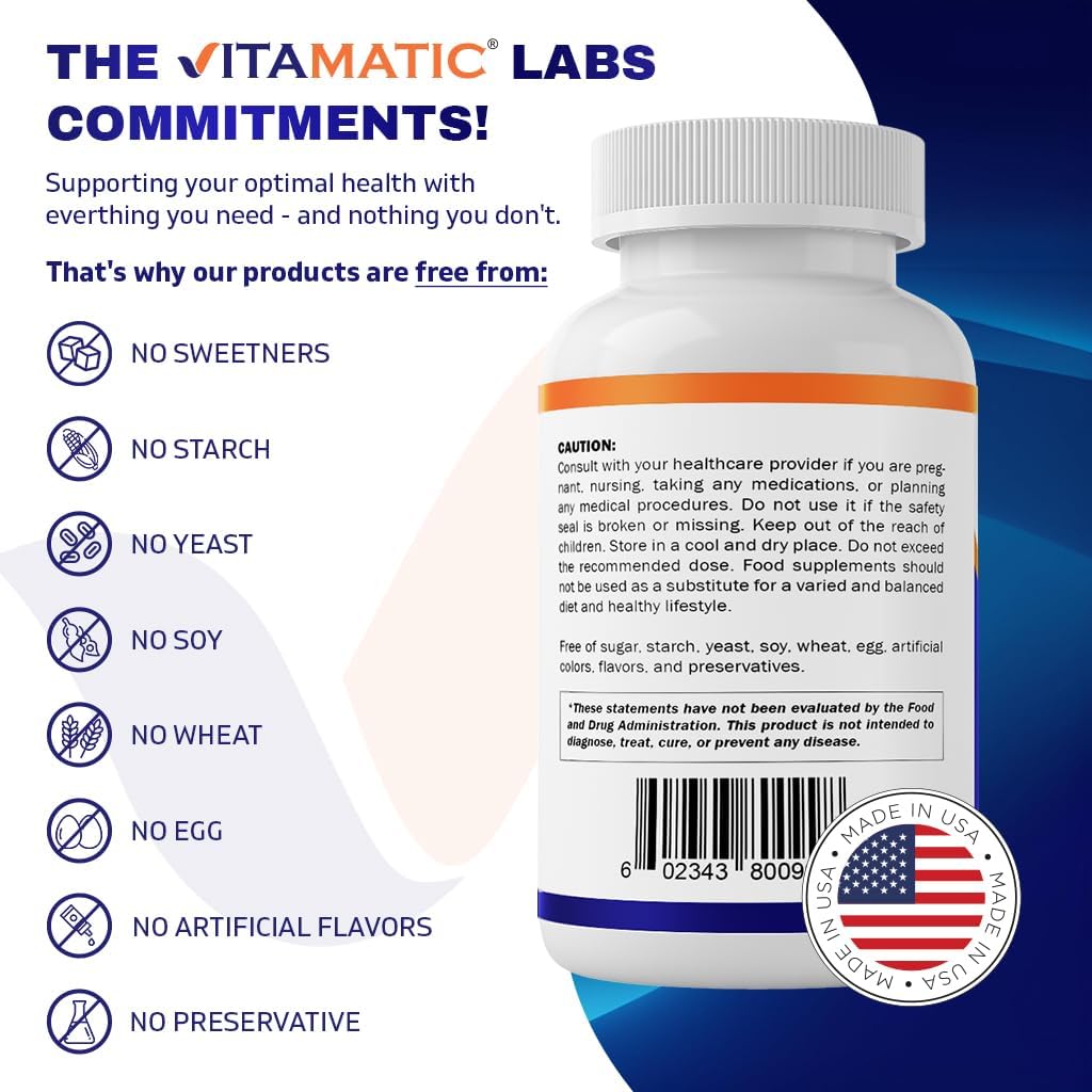 3 Pack Vitamatic Vitamin B1 (Thiamine) 500mg - 120 Capsules for Energy and Immune Support