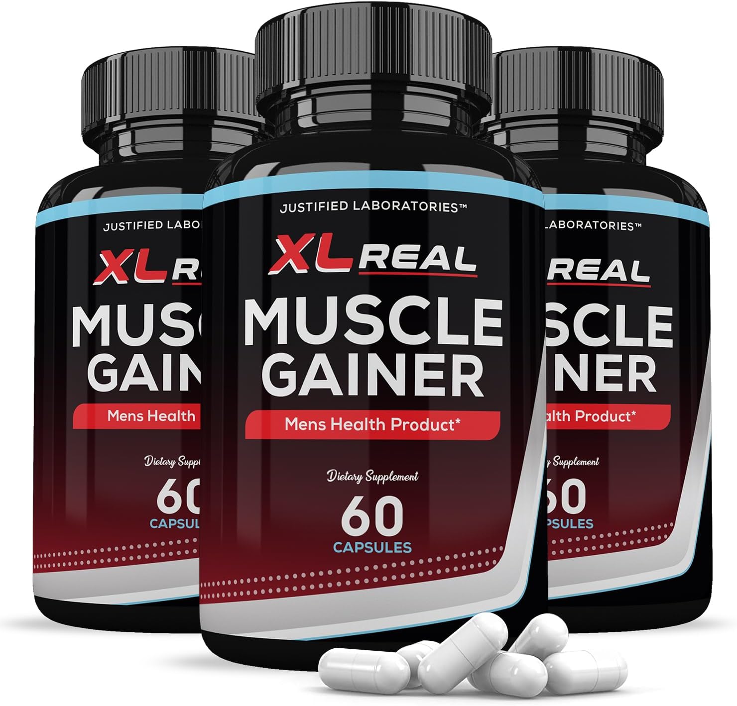 3 Pack XL Real Muscle Gainer Advanced Men's Health Formula - 180 Capsules by Justified Laboratories