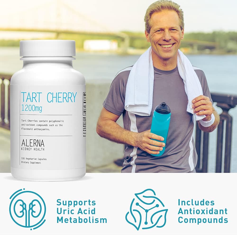 3 Packs Alerna Kidney Health Tart Cherry Extract 1200mg - 100 Capsules Each - Joint Support, Gluten-Free, Non-GMO
