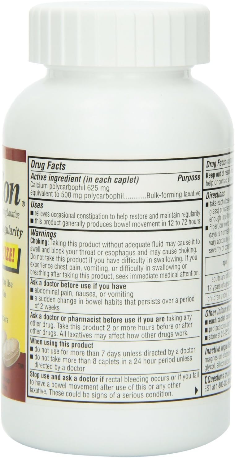 3 Packs of FiberCon Fiber Therapy Caplets for Regularity - Total of 140 Caplets